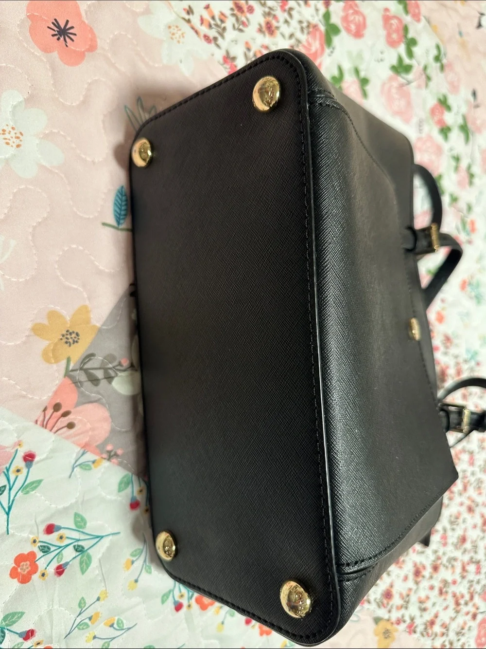 Michael Kors Black Saffiano Tote with Gold MK Accent